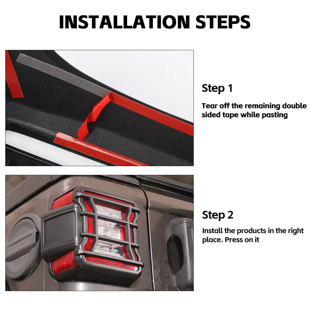 For 2018+ Jeep Wrangler JL Rear Tail Light Lamp Guard Trim Black (Only Fit LED Tail Light) - Image 5