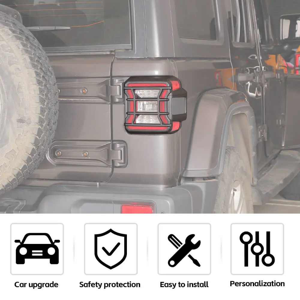 For 2018+ Jeep Wrangler JL Rear Tail Light Lamp Guard Trim Black (Only Fit LED Tail Light) - Image 6