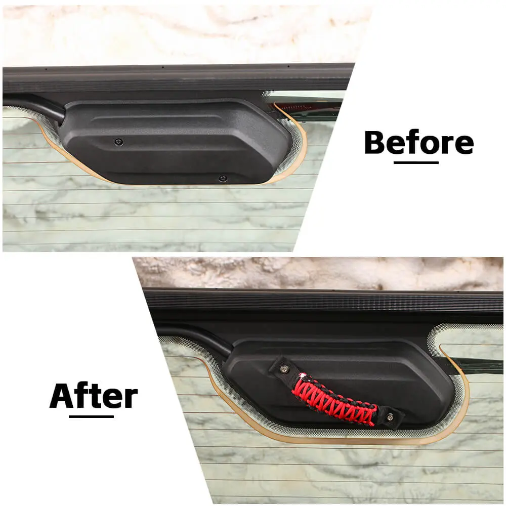 For 2018+ Jeep Wrangler JL Rear Tail Window Glass Paracord Grab Handles - Image 2
