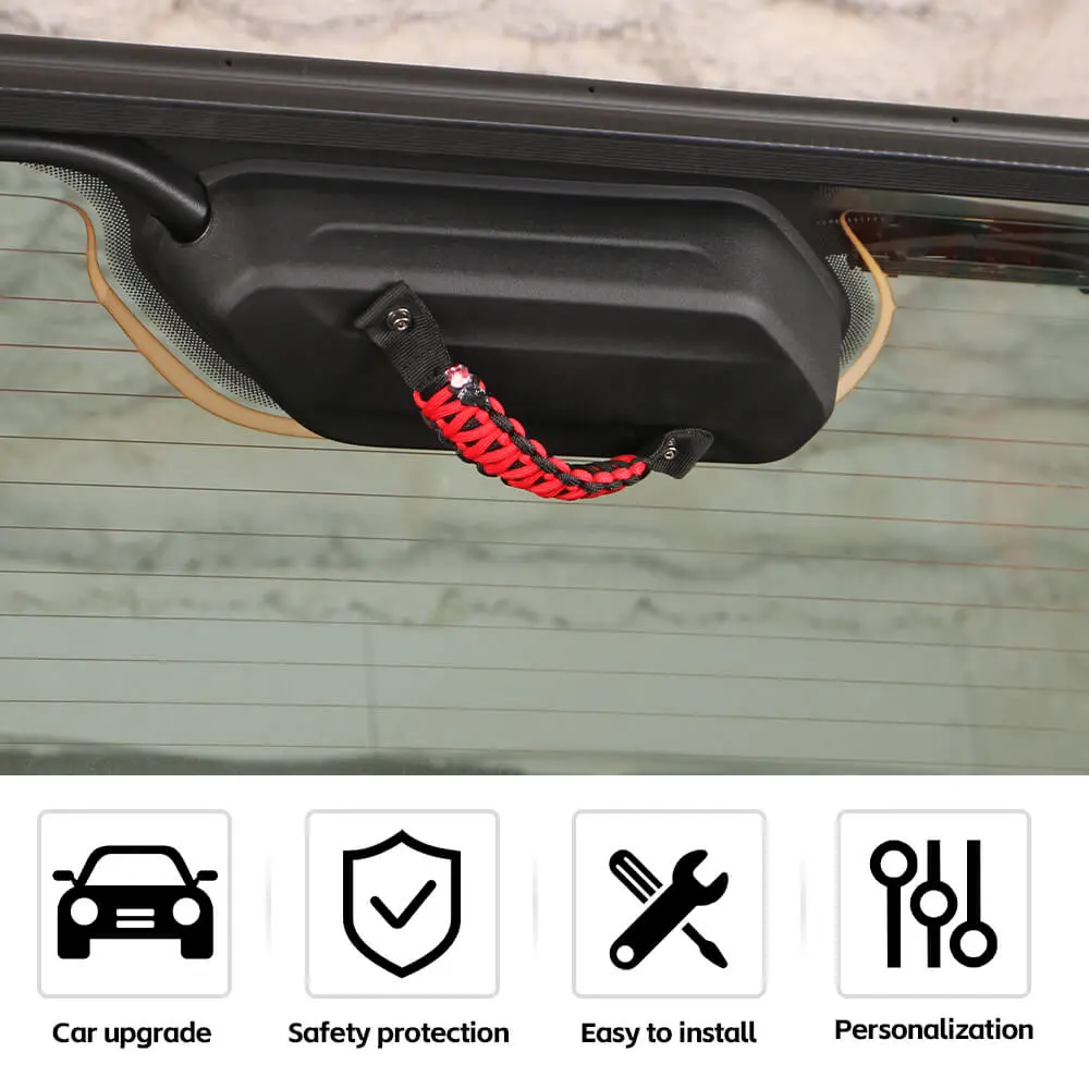 For 2018+ Jeep Wrangler JL Rear Tail Window Glass Paracord Grab Handles - Image 6