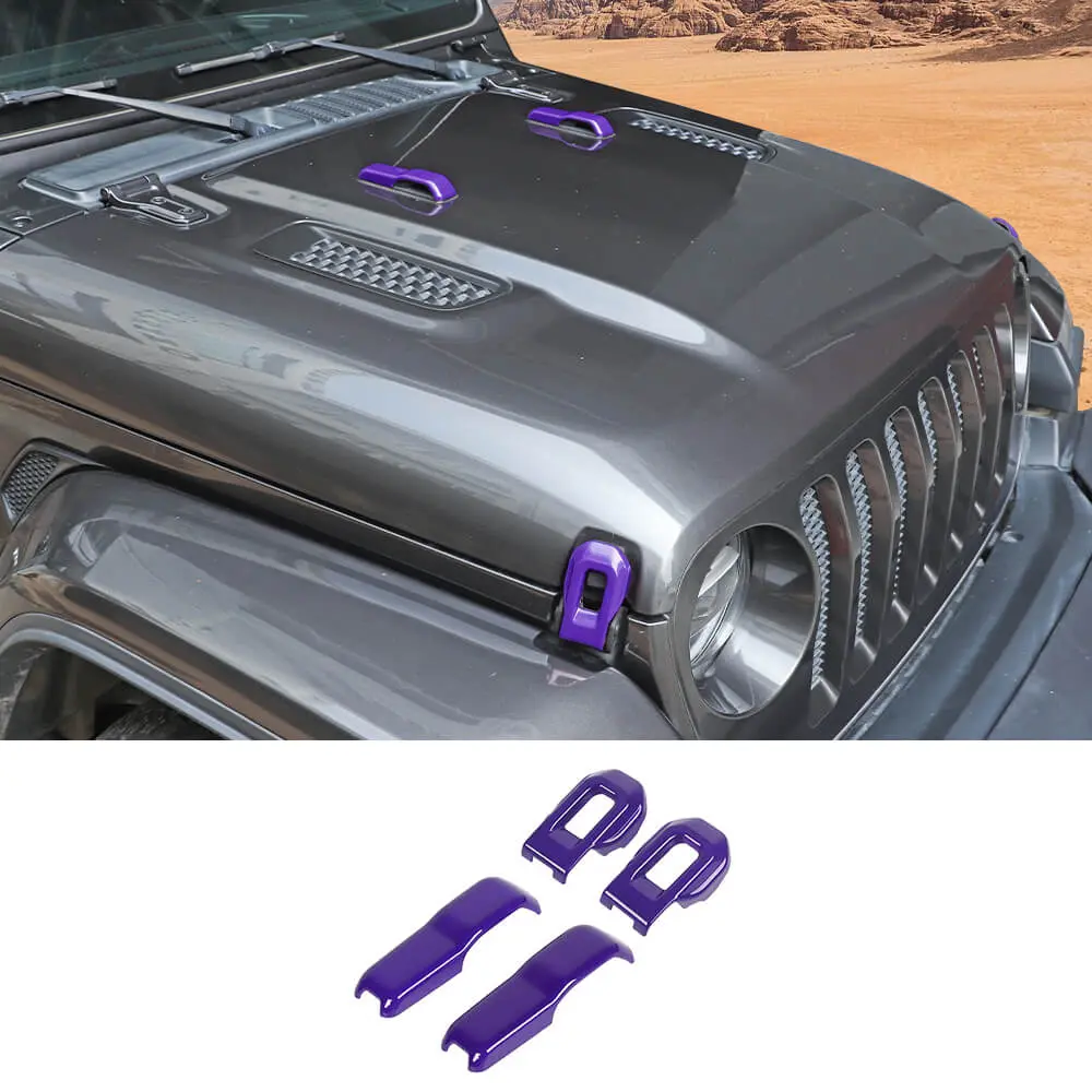For 2018+ Jeep Wrangler JL & Gladiator JT Hood Hinge Latch Lock Catch Cover Trim 4PCS - Image 14