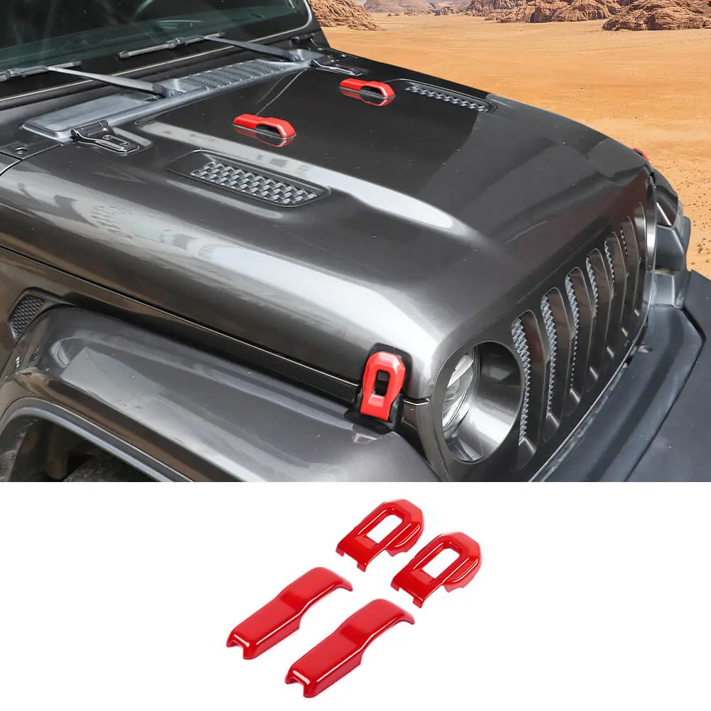 For 2018+ Jeep Wrangler JL & Gladiator JT Hood Hinge Latch Lock Catch Cover Trim 4PCS - Image 16