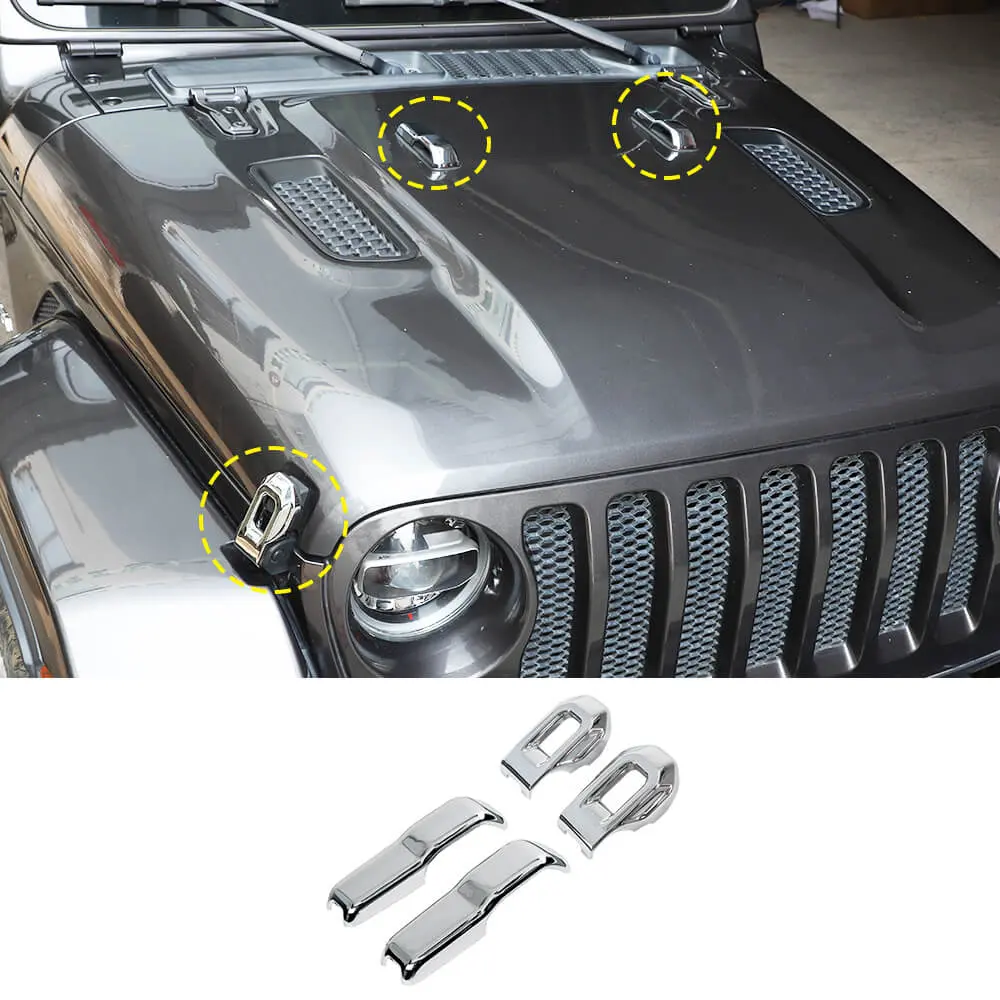 For 2018+ Jeep Wrangler JL & Gladiator JT Hood Hinge Latch Lock Catch Cover Trim 4PCS - Image 18