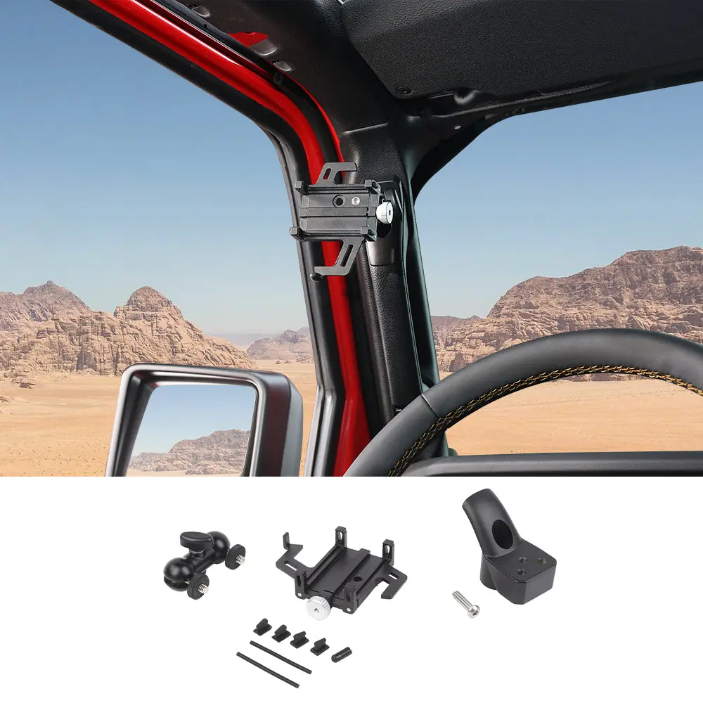 For 2024+ Jeep Wrangler JL & Gladiator JT A-Pillar Grab-Handle Phone Holder Mount Stand