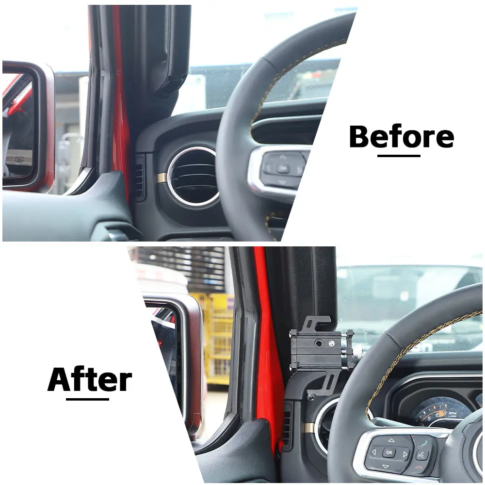 For 2024+ Jeep Wrangler JL & Gladiator JT A-Pillar Grab-Handle Phone Holder Mount Stand - Image 2