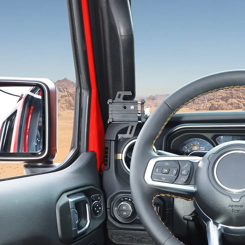 For 2024+ Jeep Wrangler JL & Gladiator JT A-Pillar Grab-Handle Phone Holder Mount Stand - Image 3