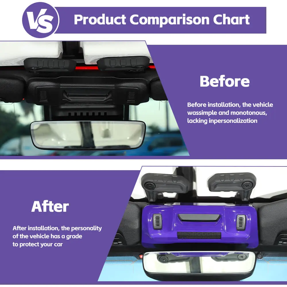 For 2024+ Jeep Wrangler JL/ Gladiator JT Inner Rearview Mirror Base Panel Cover Trim - Image 2
