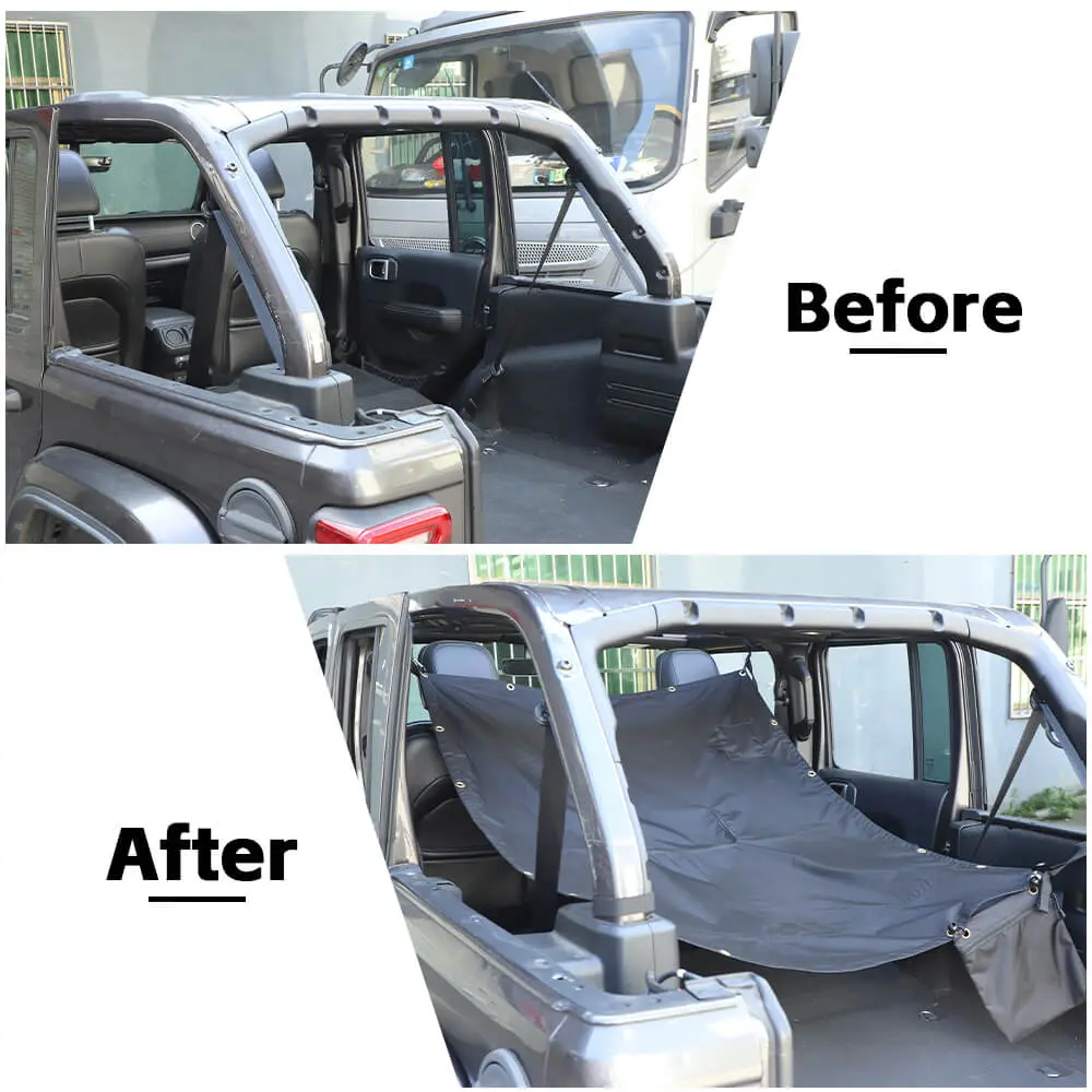 For 2018+ Jeep Wrangler JL JLU Sunshade Top Car Bed Rest Roof Hammock 2Door/4Door Black - Image 2