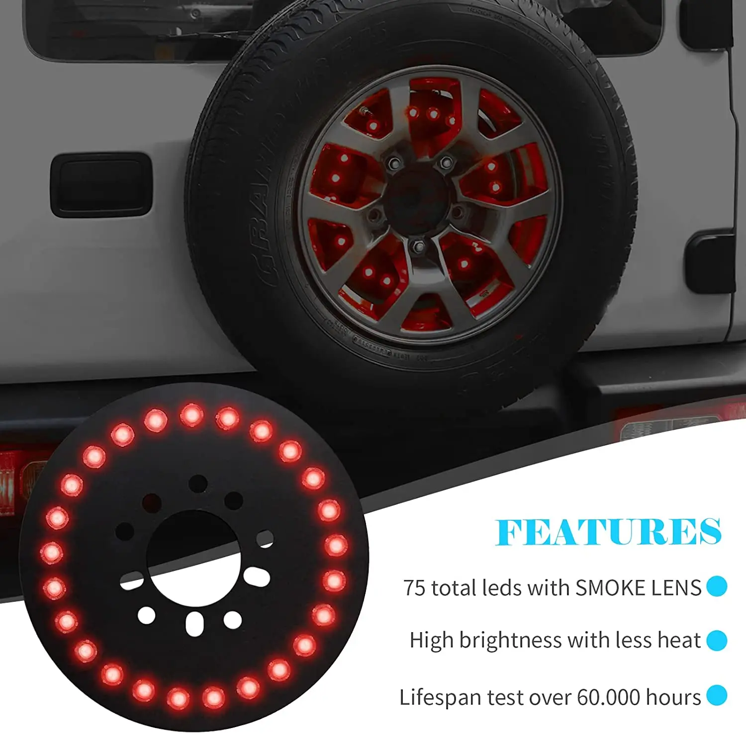 For Jeep Wrangler TJ JK JL Spare Tire Brake Light Rear Tail Light Third Brake Light - Image 5