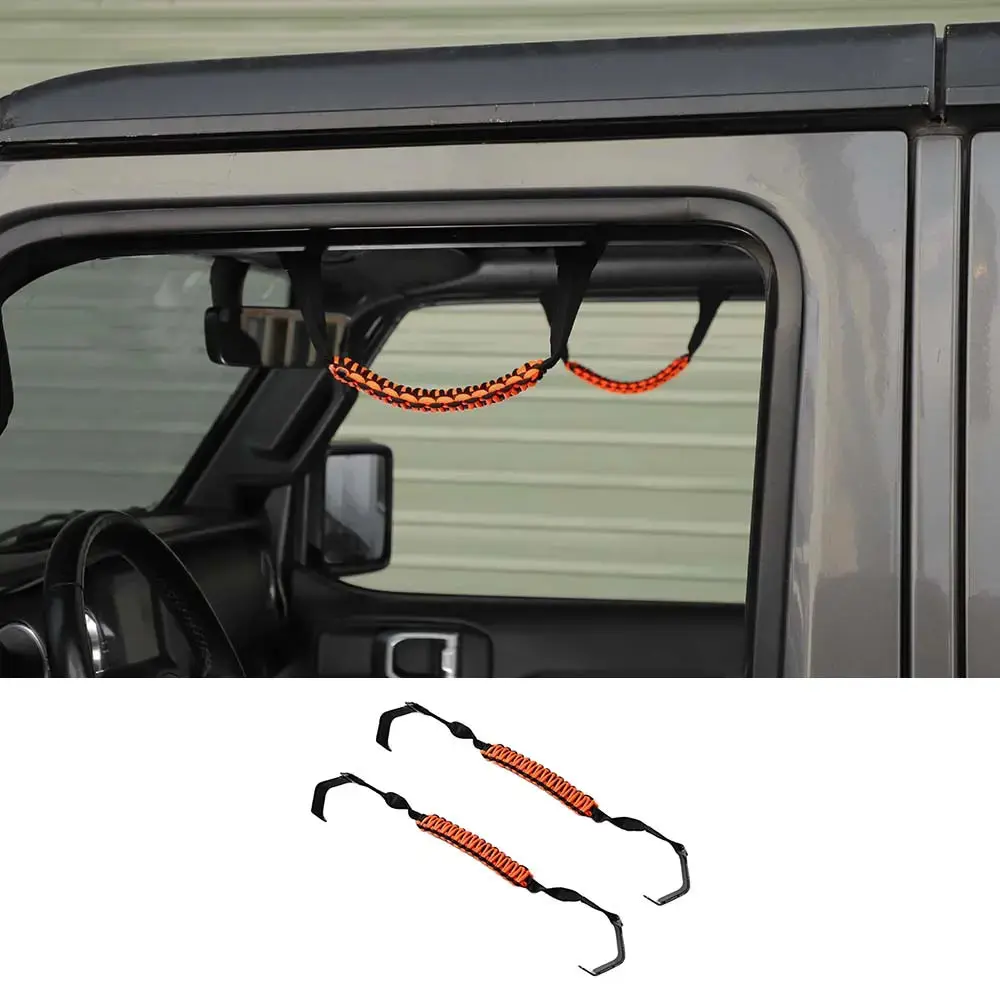 For 2018-2023 Jeep Wrangler JL JLU & Gladiator JT Front Paracord Grab Handles Bars - Image 13
