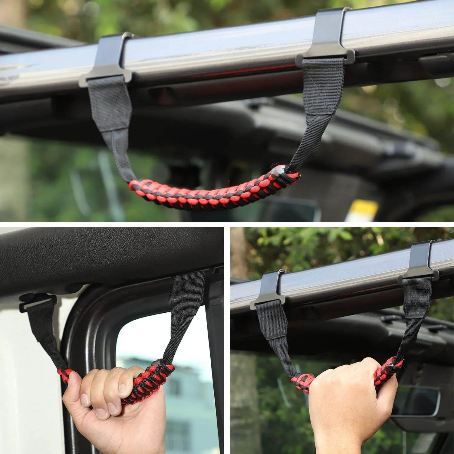 For 2018-2023 Jeep Wrangler JL JLU & Gladiator JT Front Paracord Grab Handles Bars - Image 3