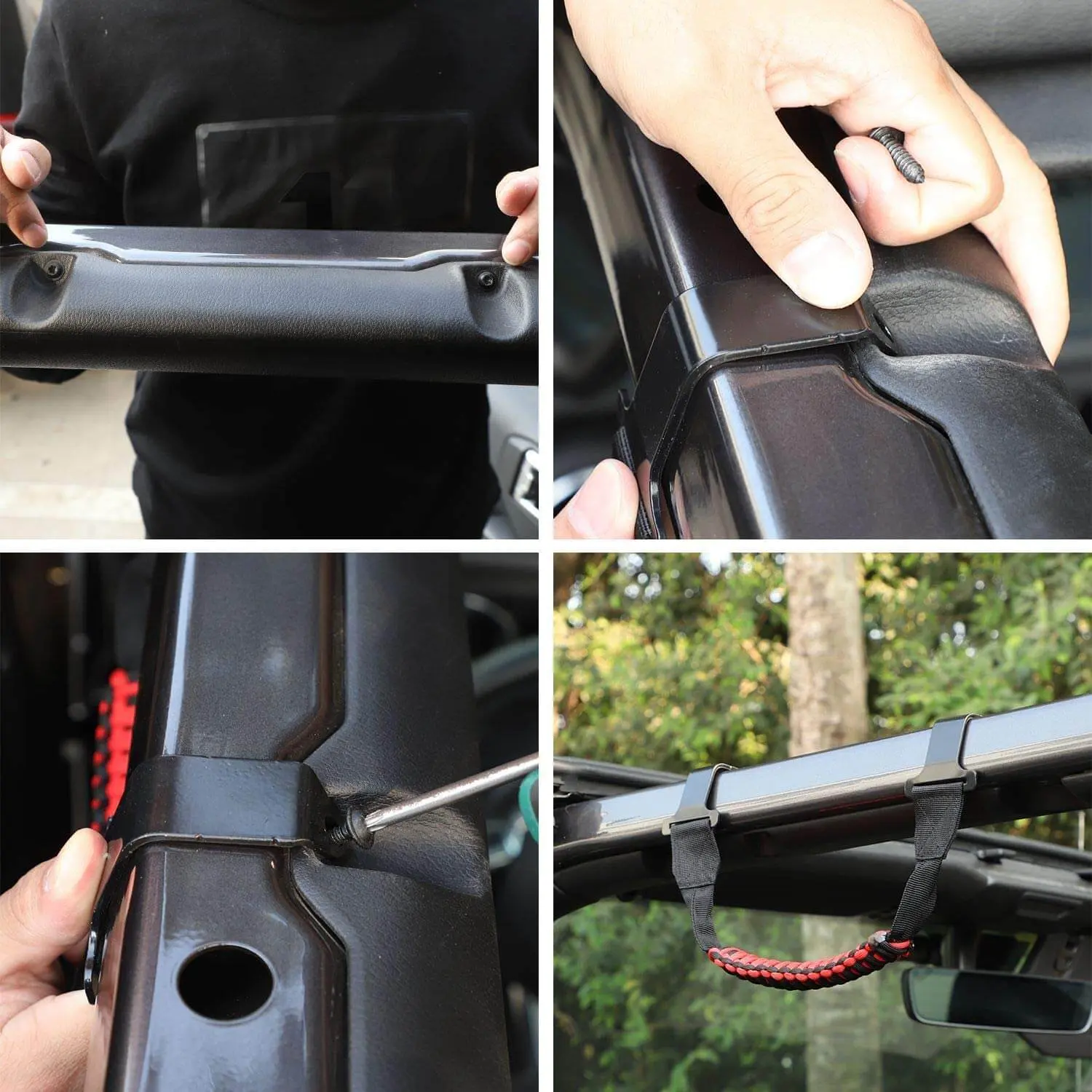 For 2018-2023 Jeep Wrangler JL JLU & Gladiator JT Front Paracord Grab Handles Bars - Image 4