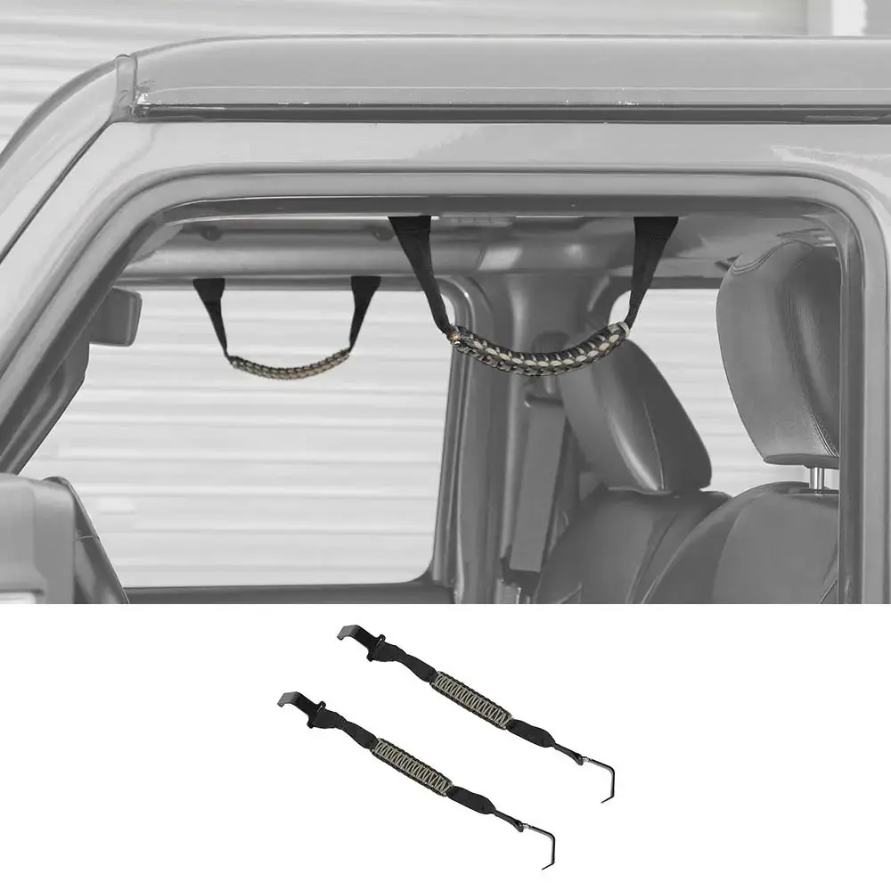 For 2018-2023 Jeep Wrangler JL JLU & Gladiator JT Front Paracord Grab Handles Bars - Image 7