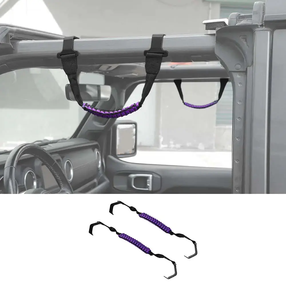 For 2018-2023 Jeep Wrangler JL JLU & Gladiator JT Front Paracord Grab Handles Bars - Image 8
