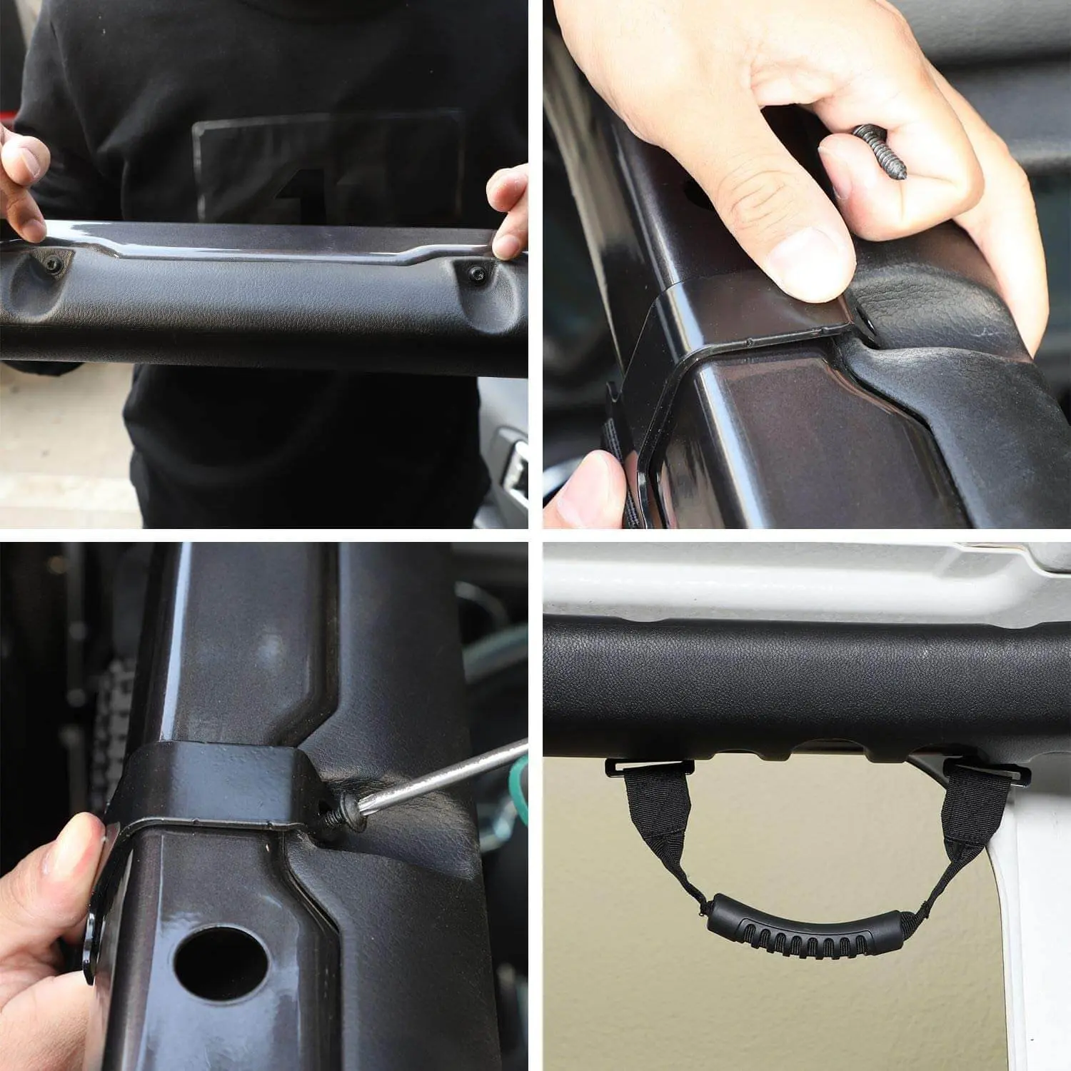 For 2018+ Jeep Wrangler JL JLU Gladiator JT 4PCS Front & Rear Roll Bar Top Grab Handle - Image 3