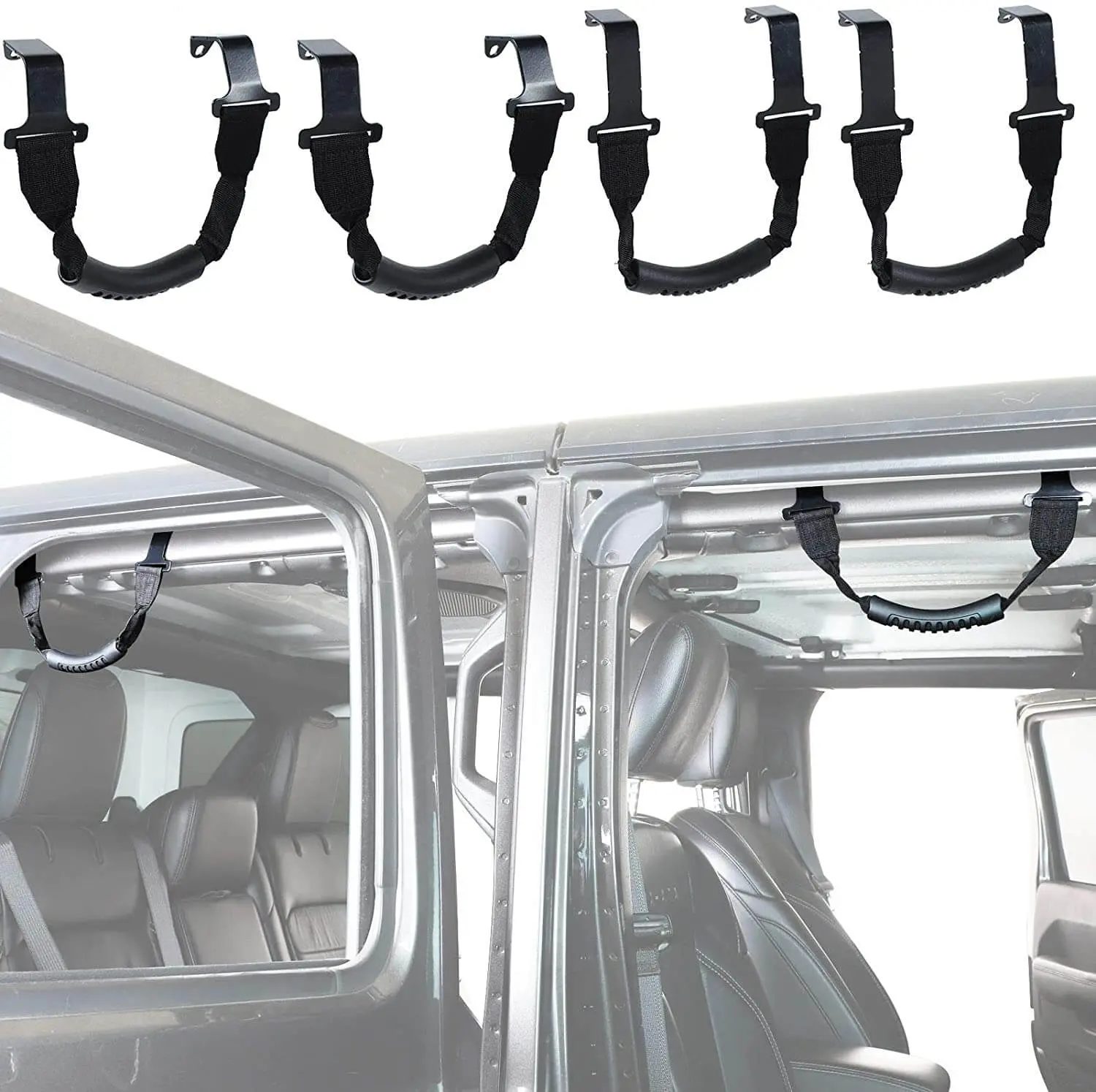 For 2018+ Jeep Wrangler JL JLU Gladiator JT 4PCS Front & Rear Roll Bar Top Grab Handle - Image 5