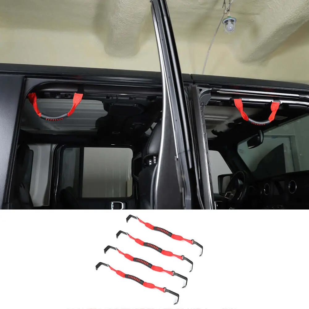 For 2018+ Jeep Wrangler JL JLU Gladiator JT 4PCS Front & Rear Roll Bar Top Grab Handle - Image 8