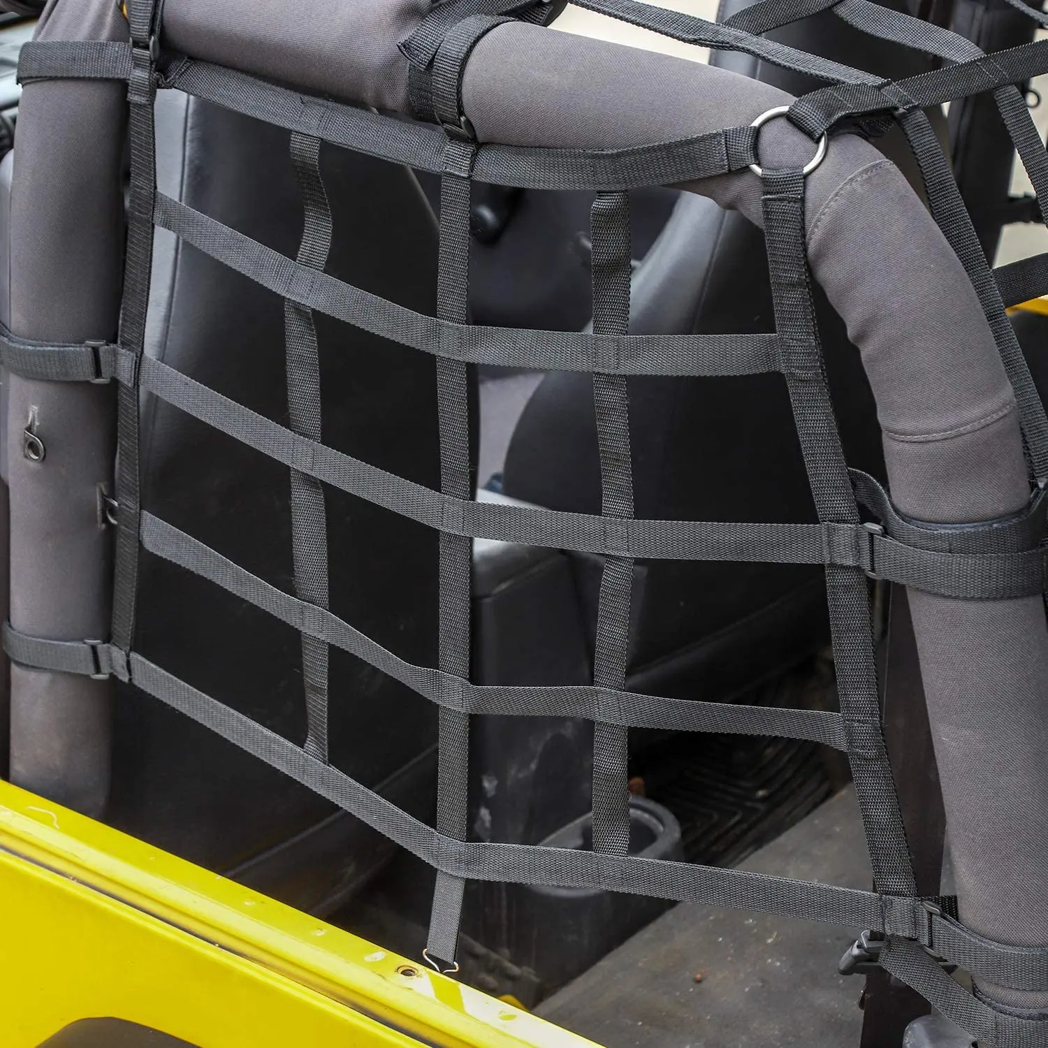 For 1997-2006 Jeep Wrangler TJ 3Pcs Mesh Cargo Netting Roof Net (Black) - Image 4