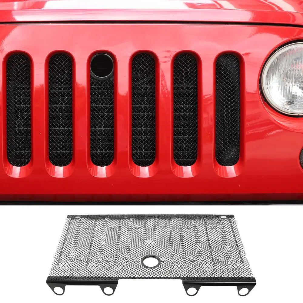 For 2007-2018 Jeep Wrangler JK Front Bumper Grille 3D Insect-proof Net Cover Black