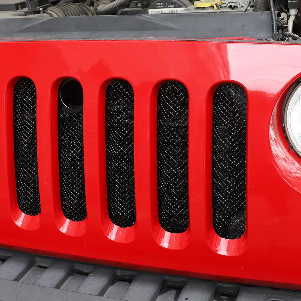 For 2007-2018 Jeep Wrangler JK Front Bumper Grille 3D Insect-proof Net Cover Black - Image 4