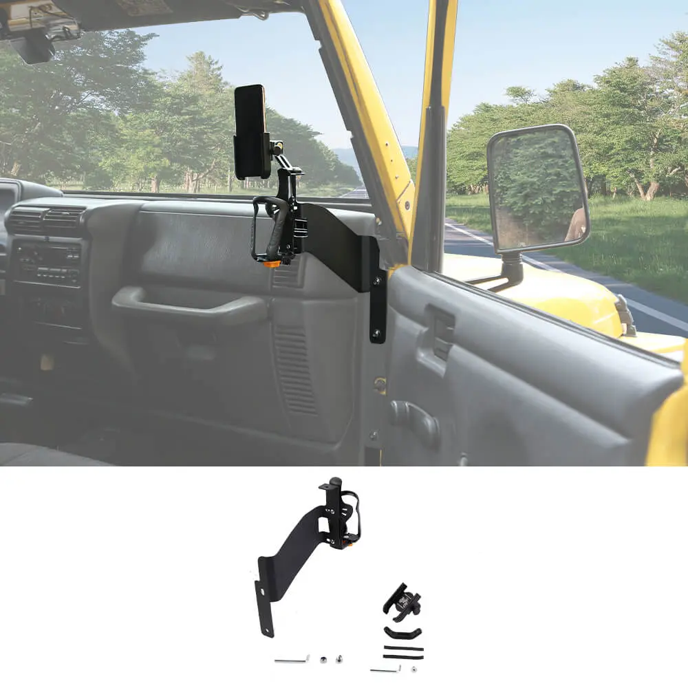 For 1997-2006 Jeep Wrangler TJ Front Door Drink Cup Phone Holder Mount Rack Bracket - Image 8