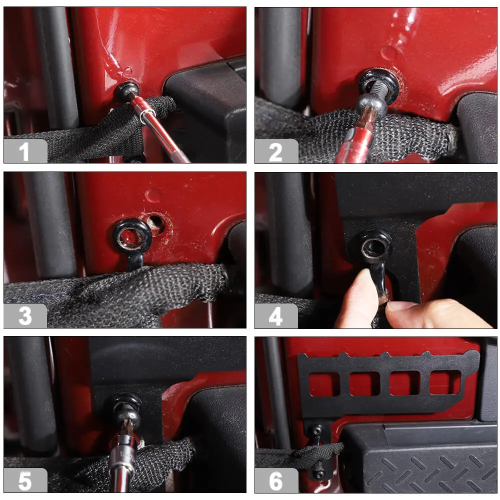 For 2007-2010 Jeep Wrangler JK JKU Front Door Shelf Cargo Rack Luggage Holder Storage Kit - Image 4
