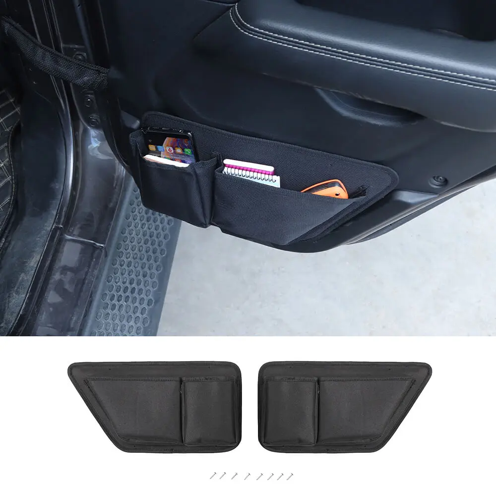 For 2007+ Jeep Wrangler JK JL JT Front Door Net Replacement Storage Bag Door Map Pockets Organizer