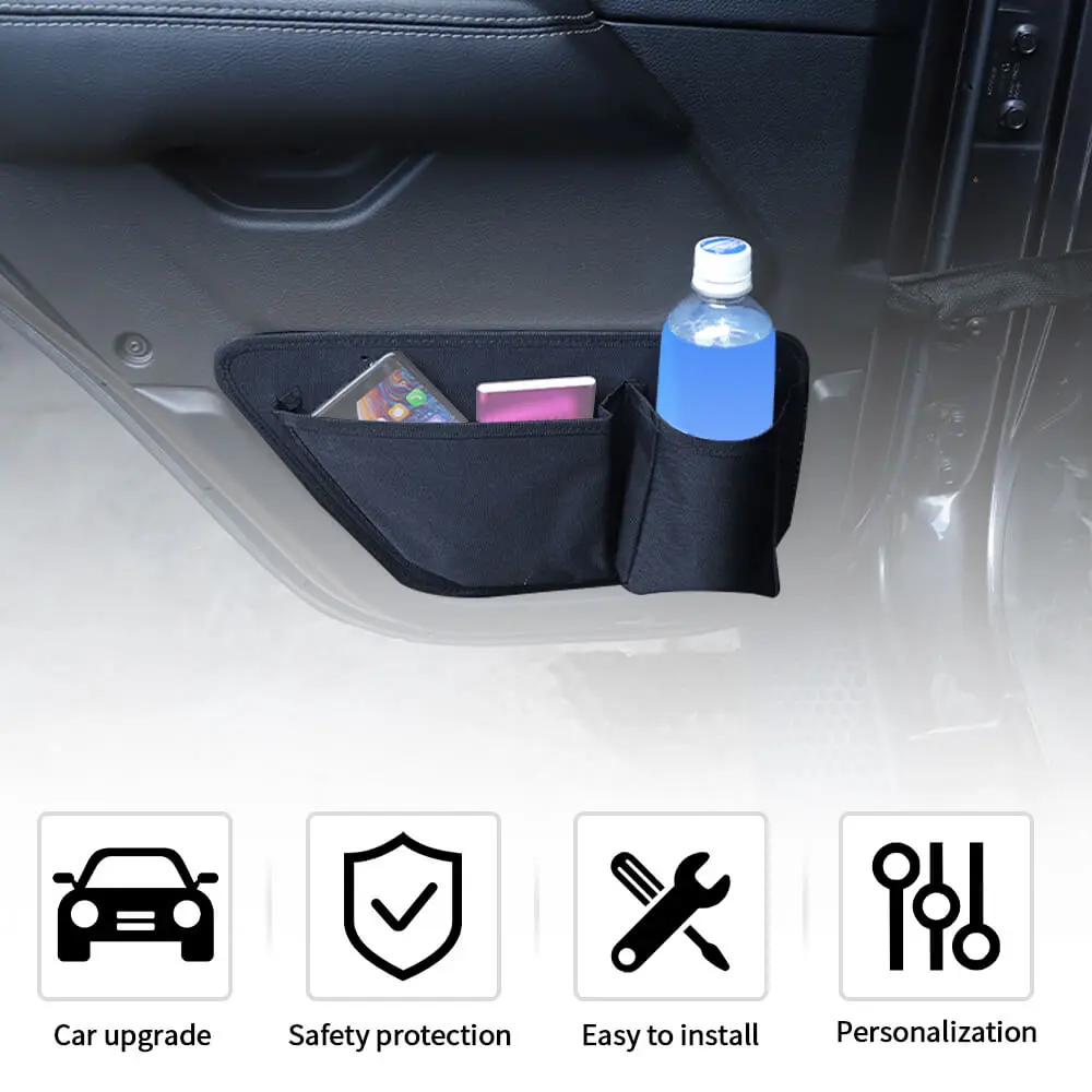 For 2007+ Jeep Wrangler JK JL JT Front Door Net Replacement Storage Bag Door Map Pockets Organizer - Image 4