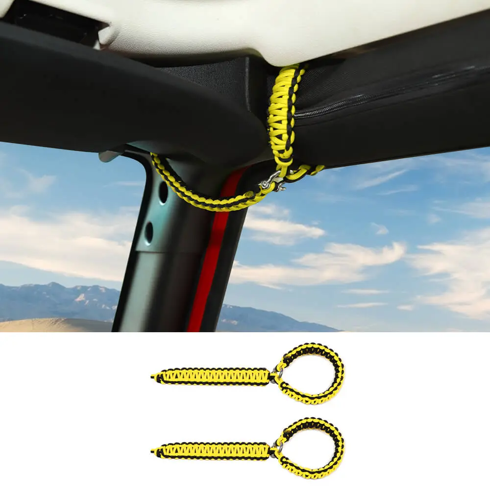 For Jeep Wrangler JK JL & Gladiator JT Front Door Top Roll Bar Paracord Grab Handles Grip Handle - Image 7