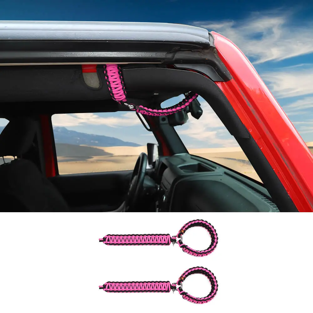 For Jeep Wrangler JK JL & Gladiator JT Front Door Top Roll Bar Paracord Grab Handles Grip Handle - Image 8
