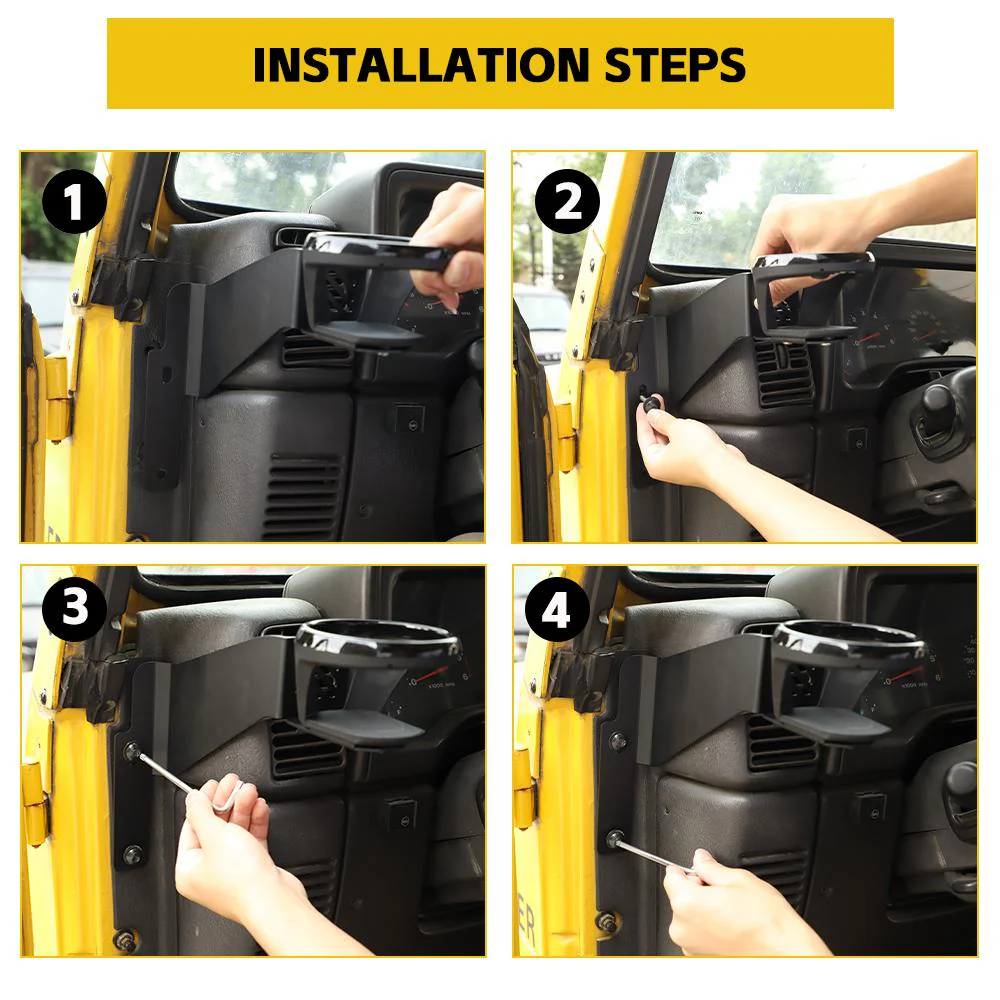 For 1997-2006 Jeep Wrangler TJ Front Door Water Cup Bracket Holder  Black Right & Left - Image 6