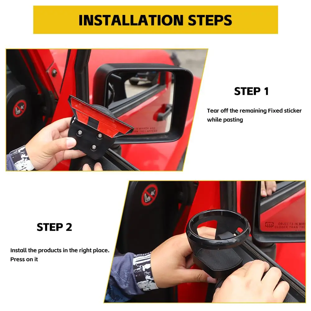 For 2011-2018 Jeep Wrangler JK Front Door Water Cup Bracket Holder Black - Image 6