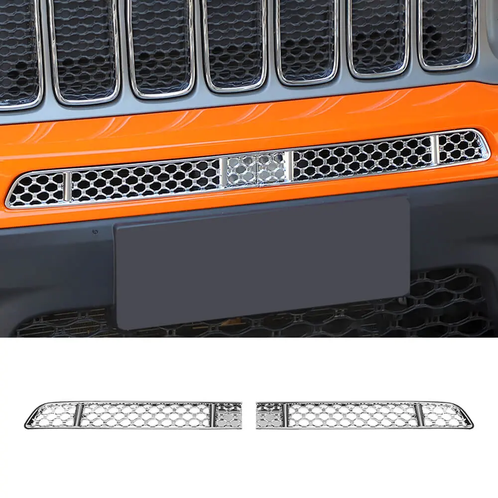 For 2019+ Jeep Renegade Front Face Grille Insect Mesh Net Decor Cover Chrome