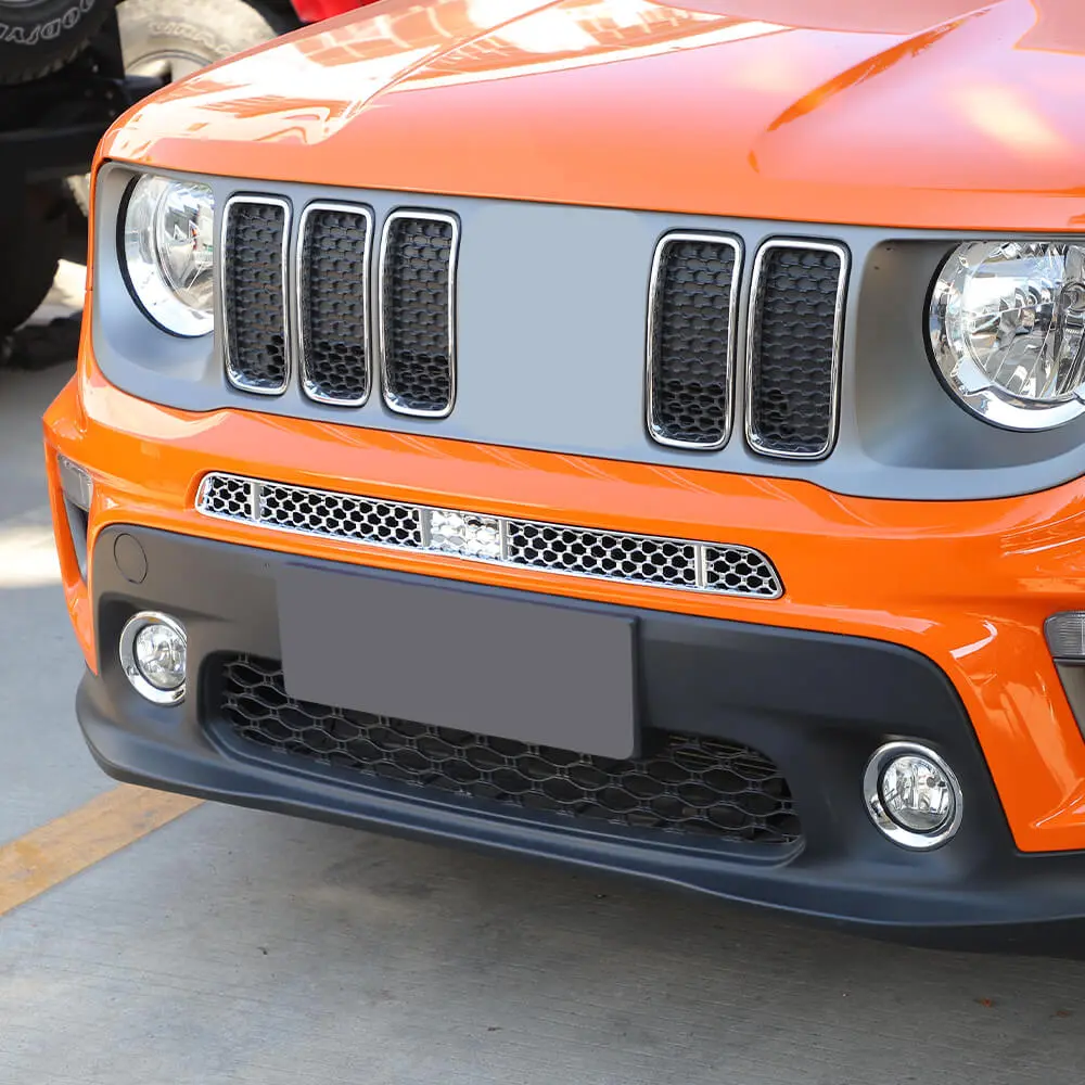For 2019+ Jeep Renegade Front Face Grille Insect Mesh Net Decor Cover Chrome - Image 4