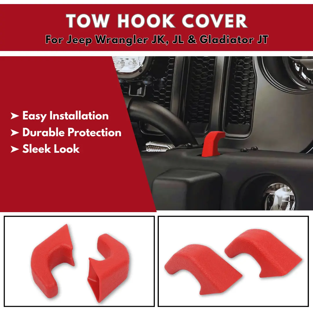 For Jeep Wrangler JK, JL & Gladiator JT Front Bumper Tow Hook Cover Trim Exterior Accent Narrow Style - Image 4