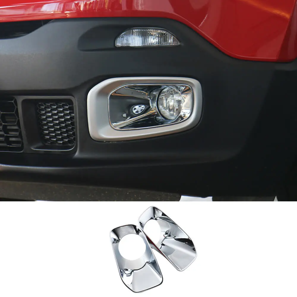 For 2015-2018 Jeep Renegade Front Fog Light Lamp Bezels Trim Frame - Image 13