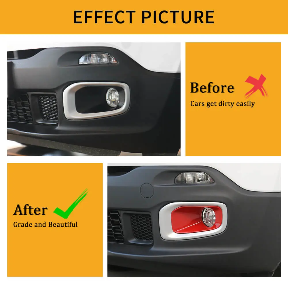 For 2015-2018 Jeep Renegade Front Fog Light Lamp Bezels Trim Frame - Image 2