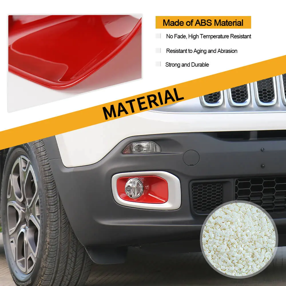 For 2015-2018 Jeep Renegade Front Fog Light Lamp Bezels Trim Frame - Image 6