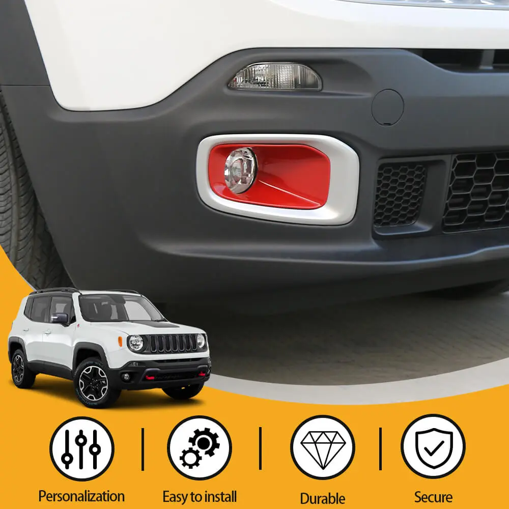 For 2015-2018 Jeep Renegade Front Fog Light Lamp Bezels Trim Frame - Image 7