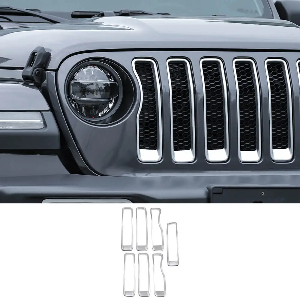For 2018-2023 Jeep Wrangler JL Rubicon Sahara Front Grille Inserts Ring Trim（Does Not Fit 4XE Variants） - Image 10