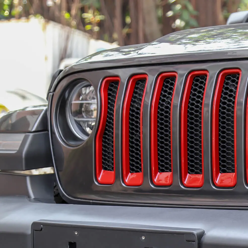 For 2018-2023 Jeep Wrangler JL Rubicon Sahara Front Grille Inserts Ring Trim（Does Not Fit 4XE Variants） - Image 3