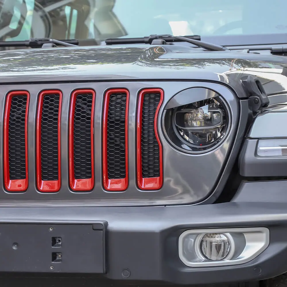 For 2018-2023 Jeep Wrangler JL Rubicon Sahara Front Grille Inserts Ring Trim（Does Not Fit 4XE Variants） - Image 4
