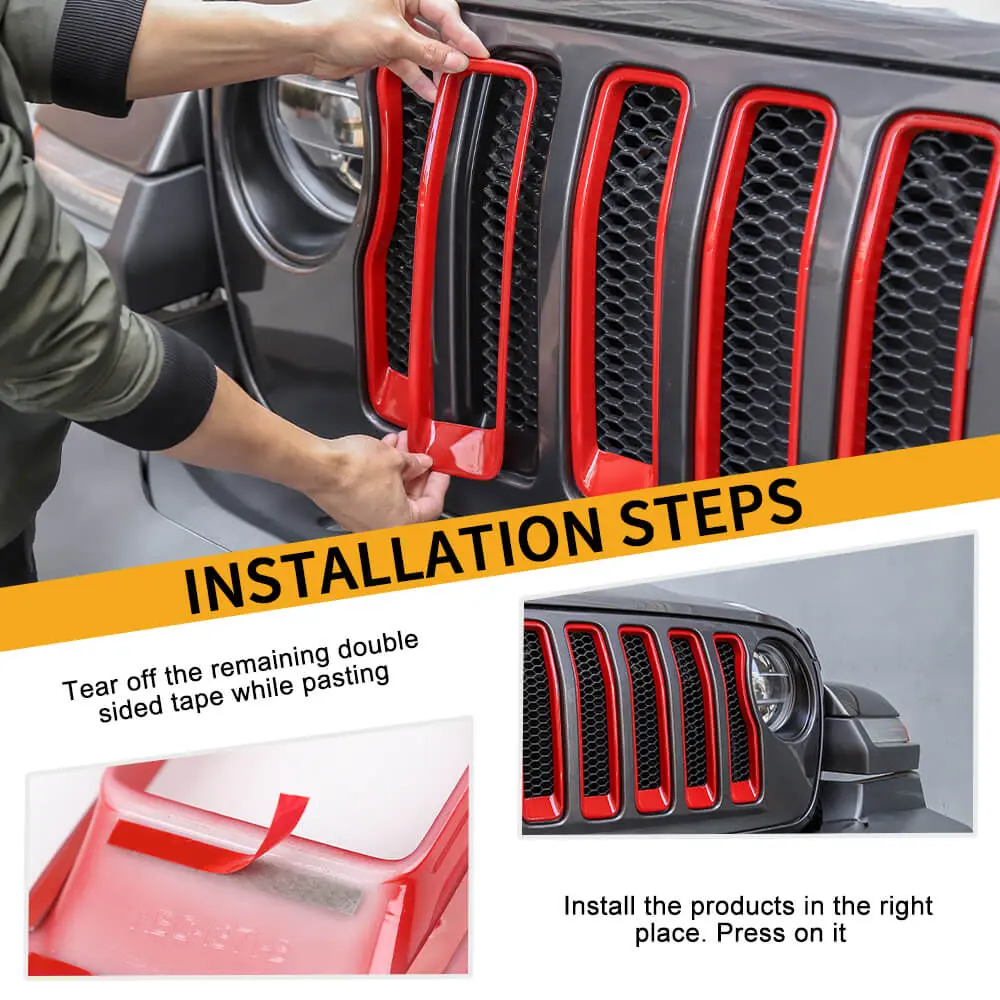 For 2018-2023 Jeep Wrangler JL Rubicon Sahara Front Grille Inserts Ring Trim（Does Not Fit 4XE Variants） - Image 5