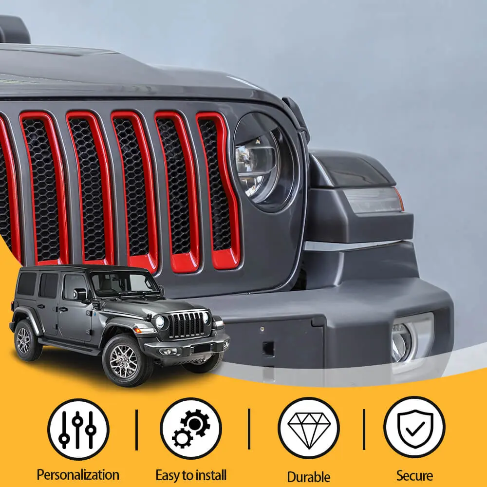 For 2018-2023 Jeep Wrangler JL Rubicon Sahara Front Grille Inserts Ring Trim（Does Not Fit 4XE Variants） - Image 7