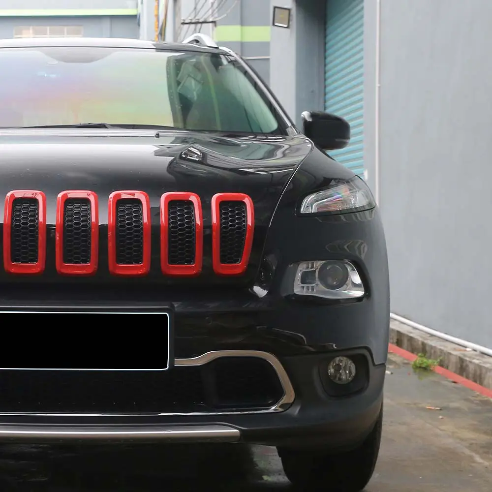 For 2014-2018 Jeep Cherokee Front Grill Inserts Grille Cover Frame Trim - Image 5