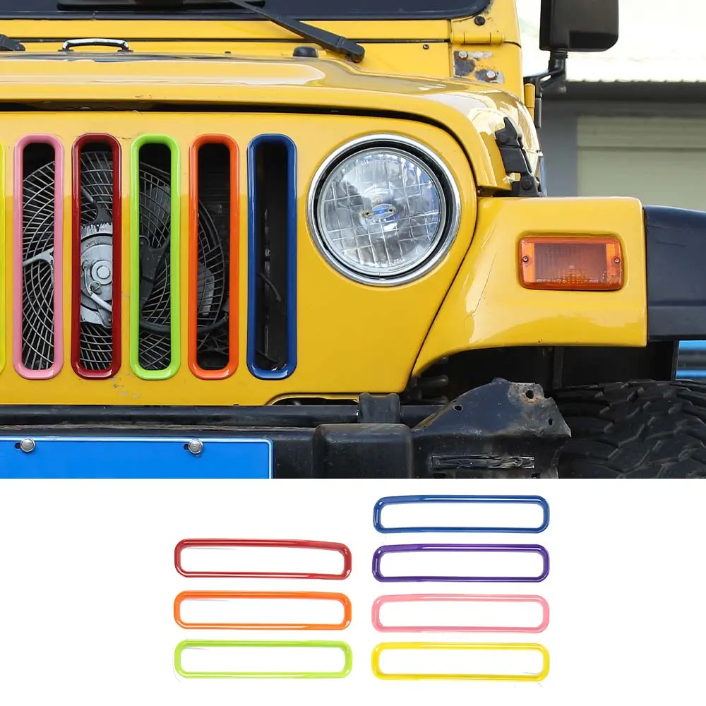 For 1997-2006 Jeep Wrangler TJ Front Grille Inserts Honeycomb Mesh Kit 7pcs/set