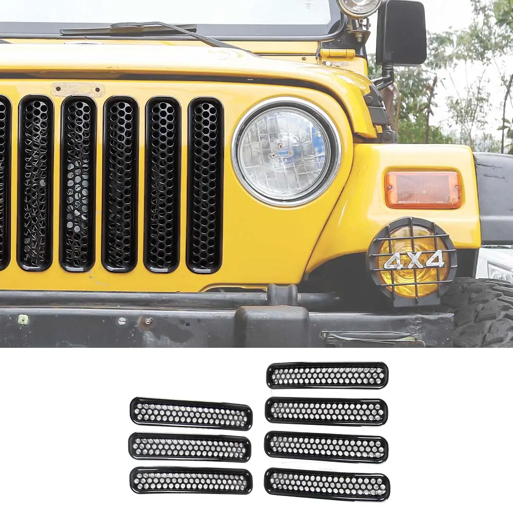 For 1997-2006 Jeep Wrangler TJ Front Grille Inserts Honeycomb Mesh Kit 7pcs/set - Image 10
