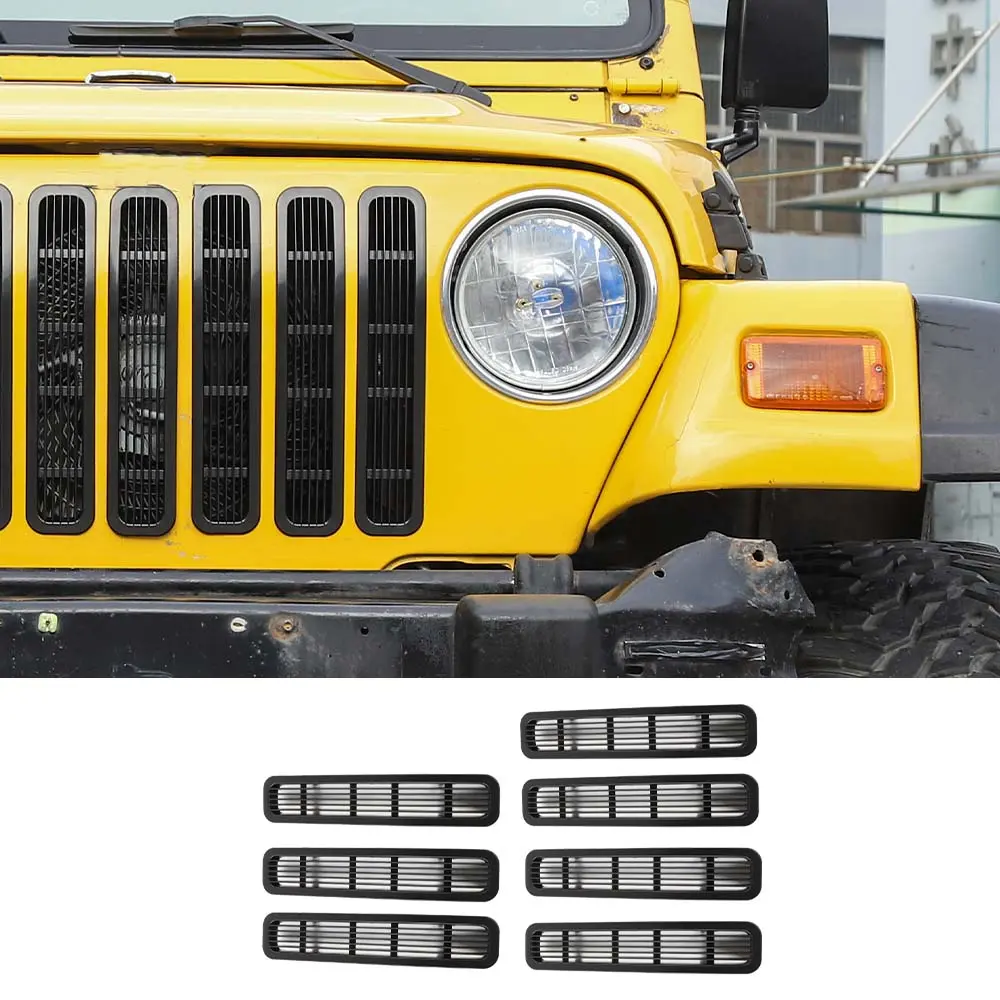 For 1997-2006 Jeep Wrangler TJ Front Grille Inserts Honeycomb Mesh Kit 7pcs/set - Image 13