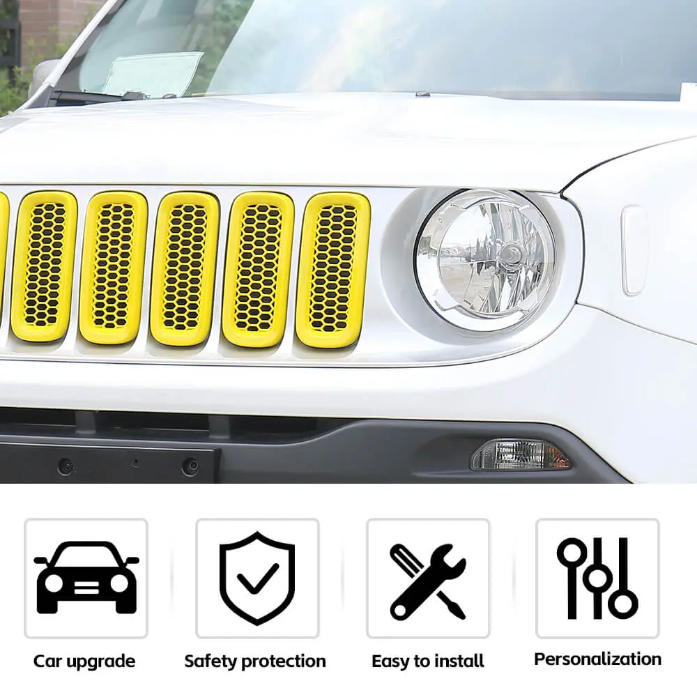 For 2015-2018 Jeep Renegade Front Grille Mesh ABS Insert Guard Cover Trim - Image 5