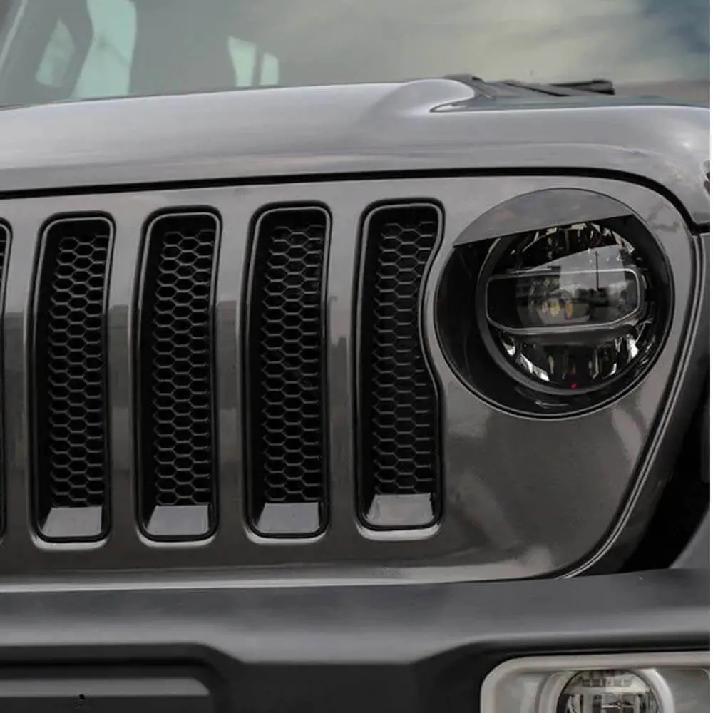 For 2018-2023 Jeep Wrangler JL JLU Sport Front Grille Inserts & Angry Eyes Headlight Bezels Trim(Does Not Fit 4XE Variants) - Image 5